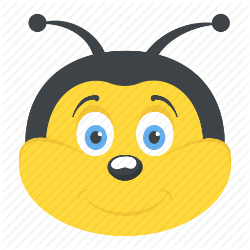 Cartoon Bee Face, Fly, Honey Bee, Insect, Smiling Bumblebee Icon