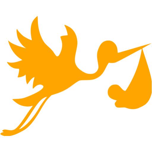 Orange Flying Stork With Bundle Icon
