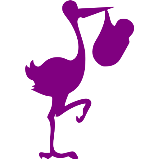 Purple Stork With Bundle Icon
