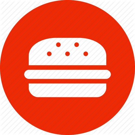 Burger, Circle, Fast Food, Food, Hamburger, Red Icon
