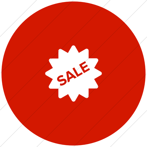 Flat Circle White On Red Foundation Burst Sale Icon