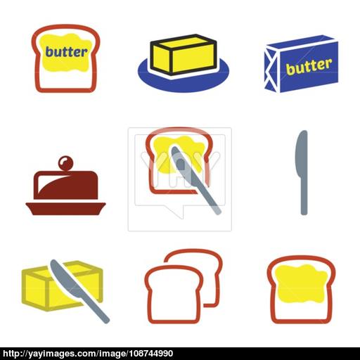 Butter Or Margarine Vector Icons Set Vector