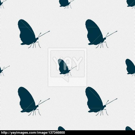 Butterfly Icon Sign Seamless Pattern With Geometric Texture