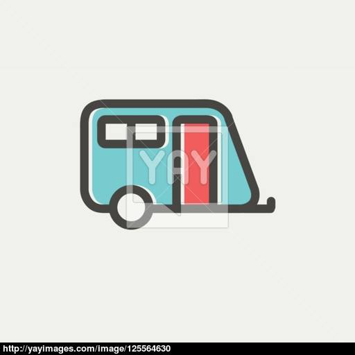 Pulling Cab Thin Line Icon Vector