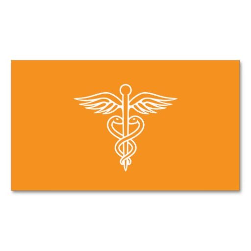 Modern Minimalist Orange Medical Doctor Caduceus Business Card