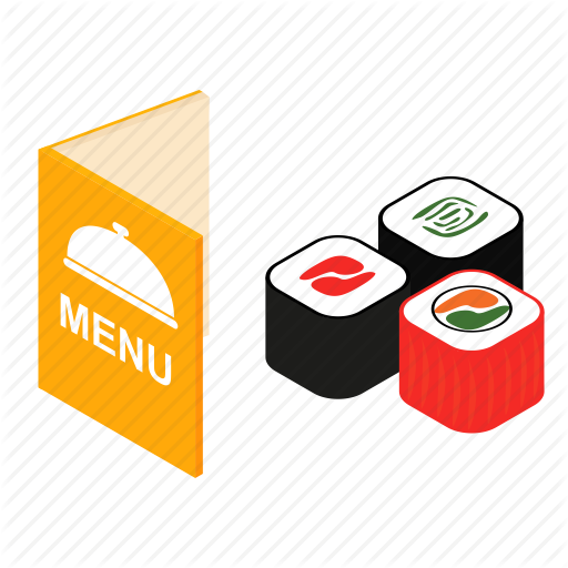Brochure, Cafe, Isometric, Meal, Menu, Sushi, Template Icon