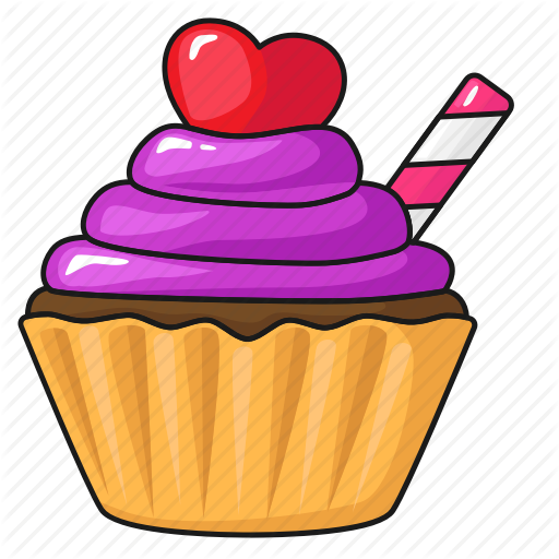 Cake, Cup Cake, Day, Line, Set, Template, Valentine's Icon