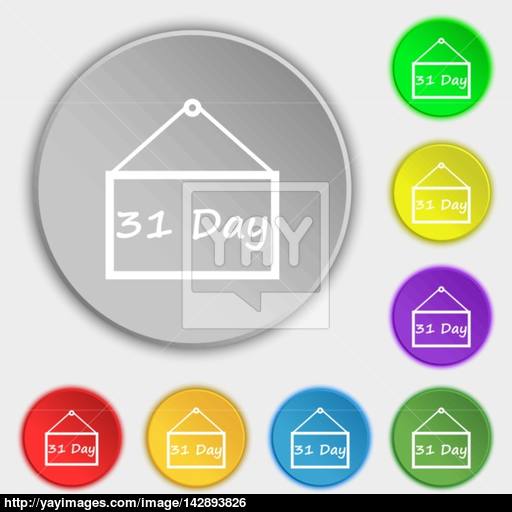 Calendar Day, Days Icon Sign Symbols On Eight Flat Buttons