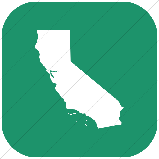 Flat Rounded Square White On Aqua Us States California Icon