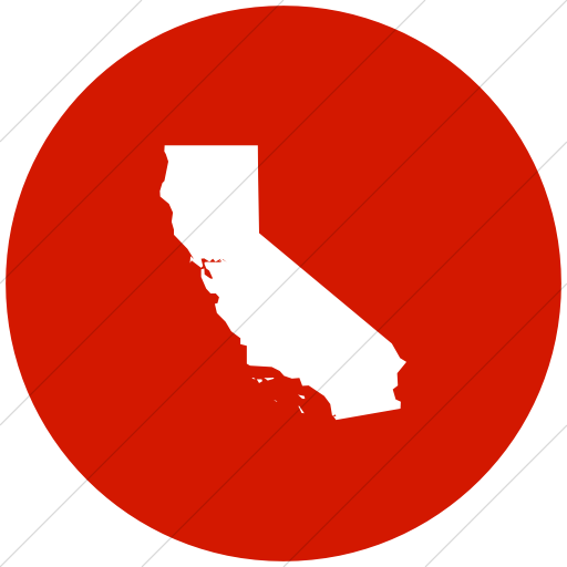 Flat Circle White On Red Us States California Icon