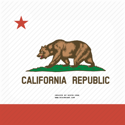 American, California, Flag, Square, State Icon