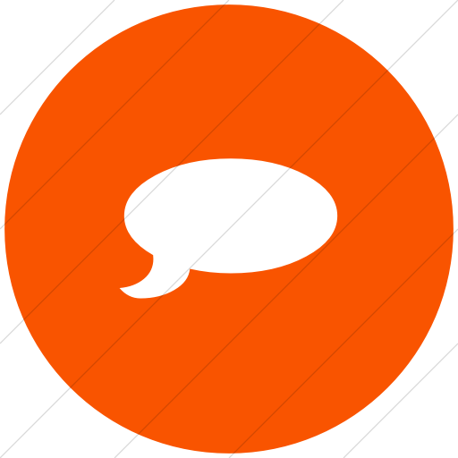 Flat Circle White On Orange Classica Comment Bubble Icon