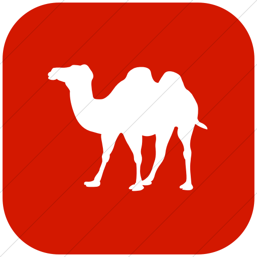Flat Rounded Square White On Red Animals Bactrian Camel