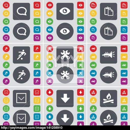 Chat Bubble, Vision, Survey, Football, Wrench, Trumped, Arrow Down