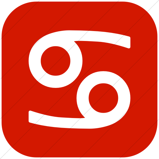 Flat Rounded Square White On Red Astrological Signs