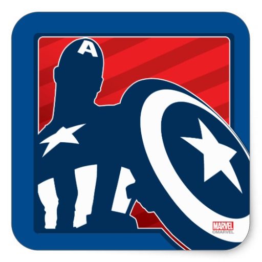 Captain America Silhouette Icon Square Sticker Mom And Kids