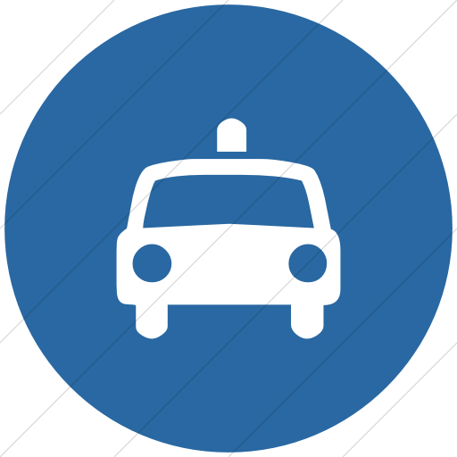Flat Circle White On Blue Classica Police Car Icon