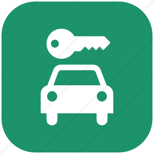 Flat Rounded Square White On Aqua Aiga Car Rental Icon
