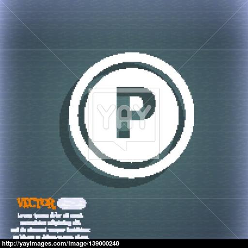 Car Parking Icon Symbol On The Blue Green Abstract Background