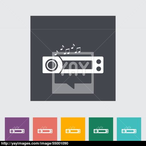 Car Radio Flat Icon Vector