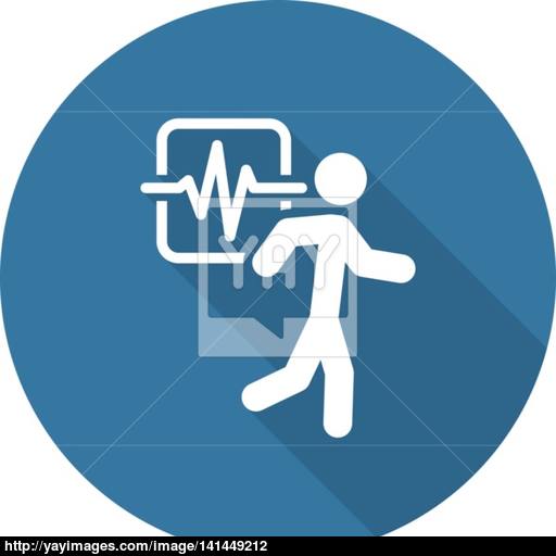 Cardio Workout And Medical Services Icon Flat Design Long Shad