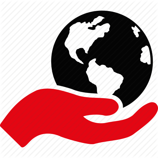 Earth, Global, Globe, Hand, Internet, Support, World Care Icon