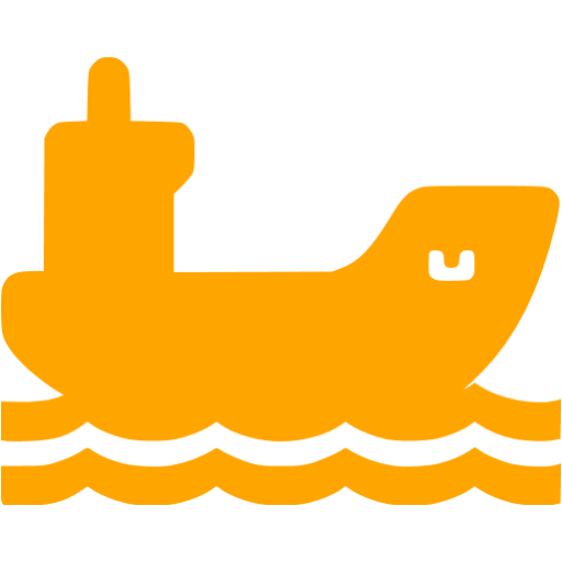 Orange Cargo Ship Icon