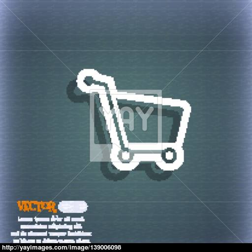 Shopping Cart Icon Symbol On The Blue Green Abstract Background