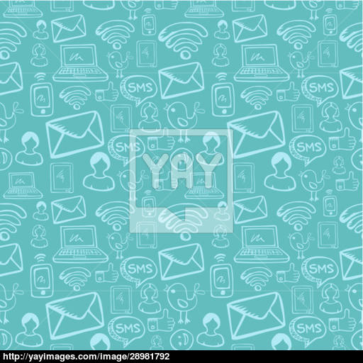 Social Media Cartoon Icons Pattern Vector