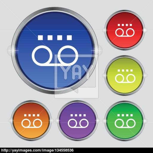 Audio Cassette Icon Sign Round Symbol On Bright Colourful Buttons