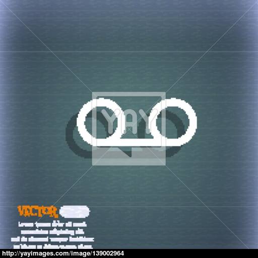 Audio Cassette Icon Symbol On The Blue Green Abstract Background