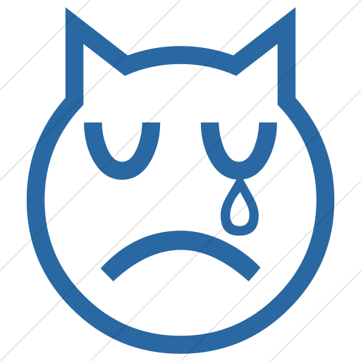 Simple Blue Classic Emoticons Crying Cat Face Icon