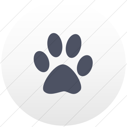 Flat Circle Blue Gray On White Gradient Animals Paw Icon