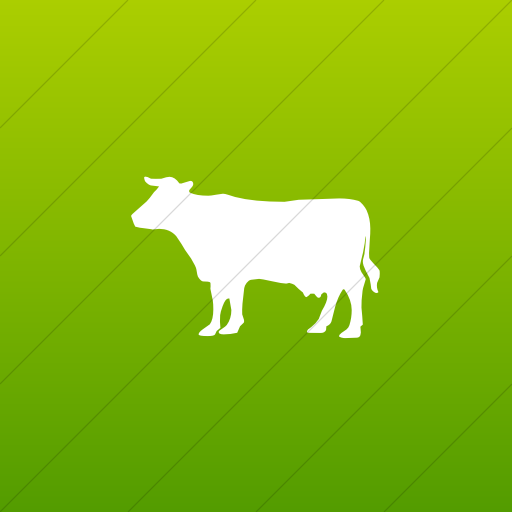 Flat Square White On Green Gradient Animals Cow Icon