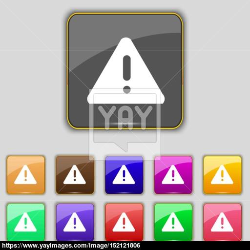 Exclamation Mark, Attention Caution Icon Sign Set With Eleven