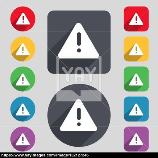 Exclamation Mark, Attention Caution Icon Sign A Set Of Colored