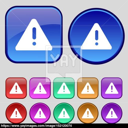 Exclamation Mark, Attention Caution Icon Sign A Set Of Twelve