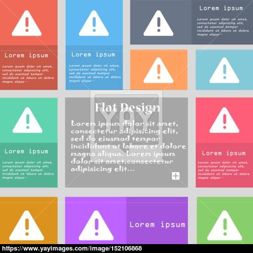 Exclamation Mark, Attention Caution Icon Sign Set Of Multicolored