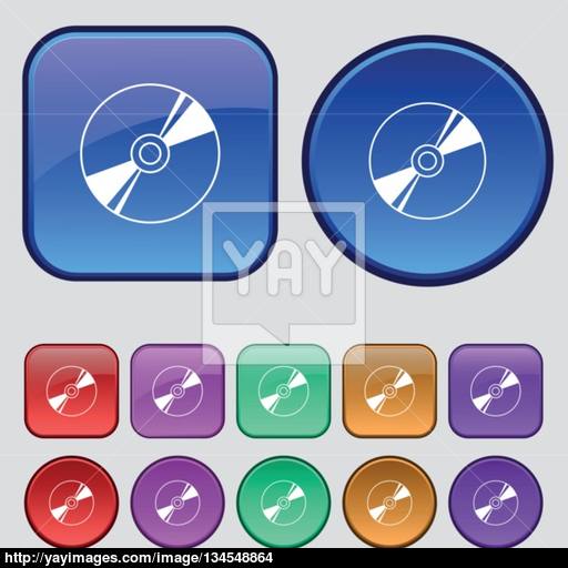 Cd, Dvd, Compact Disk, Blue Ray Icon Sign A Set Of Twelve Vintage