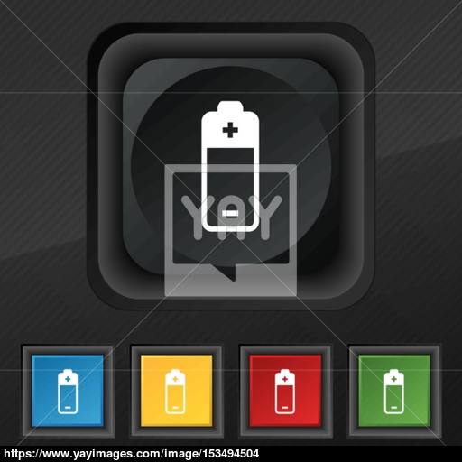 Battery Icon Symbol Set Of Five Colorful, Stylish Buttons