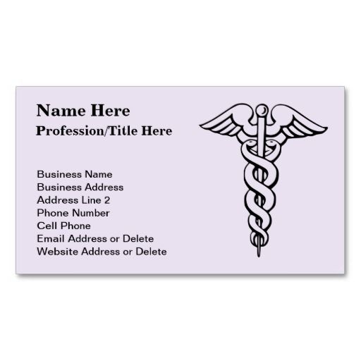 Medical Profession Symbol Caduceus Nursing Business Card Nurse