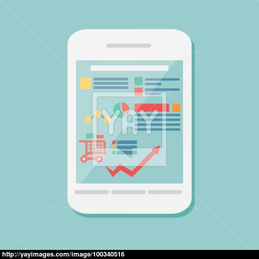 Flat Icon Mobile Cellular Phone, Electronic Device, Responsive W