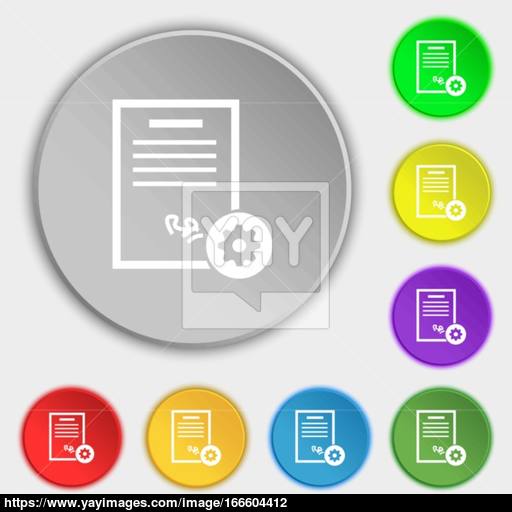 Certificate Icon Sign Symbol On Eight Flat Buttons Vector Vector