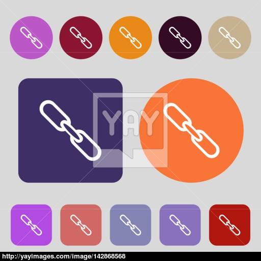 Link Sign Icon Hyperlink Chain Symbol Colored Buttons Flat