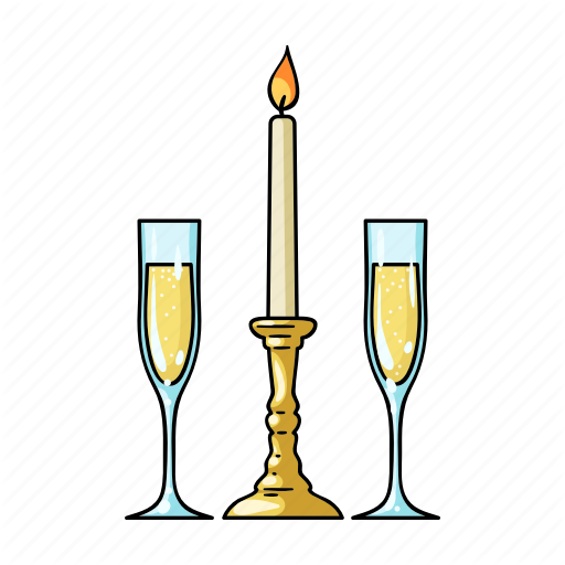Candle, Champagne, Glass, Restaurant, Table Setting, White, Wine Icon