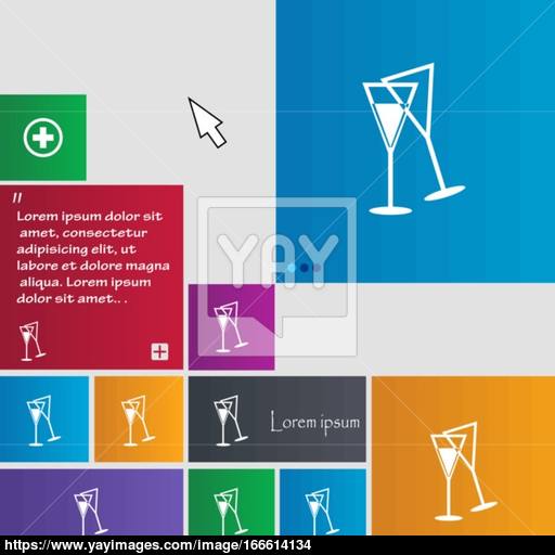 Champagne Glass Icon Sign Buttons Modern Interface Website