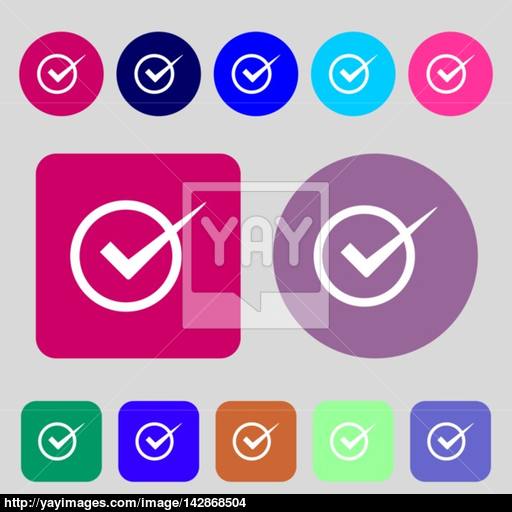 Check Mark Sign Icon Checkbox Button Colored Buttons Flat