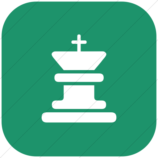 Flat Rounded Square White On Aqua Classica King Chess