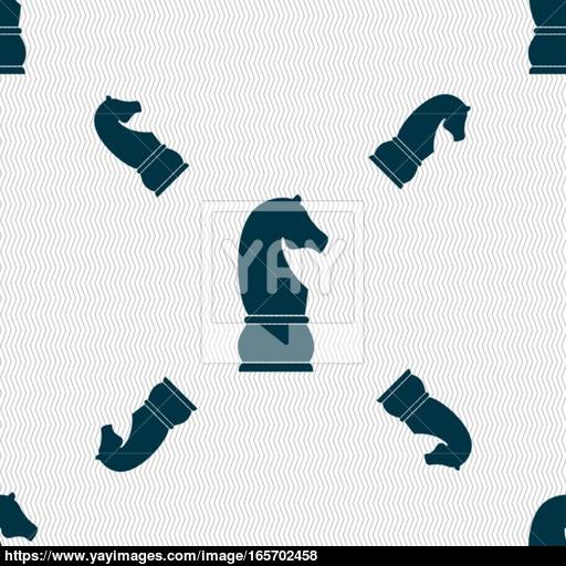 Chess Knight Icon Sign Seamless Pattern With Geometric Texture