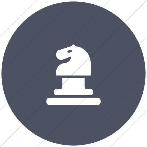 Flat Circle White On Blue Gray Classica Horse Chess